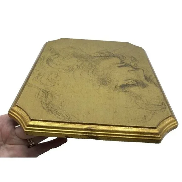 Leonardo Da Vinci Reproduction Art Print On Wood Made In Italy Bevel Gold Tone - Picture 6 of 16